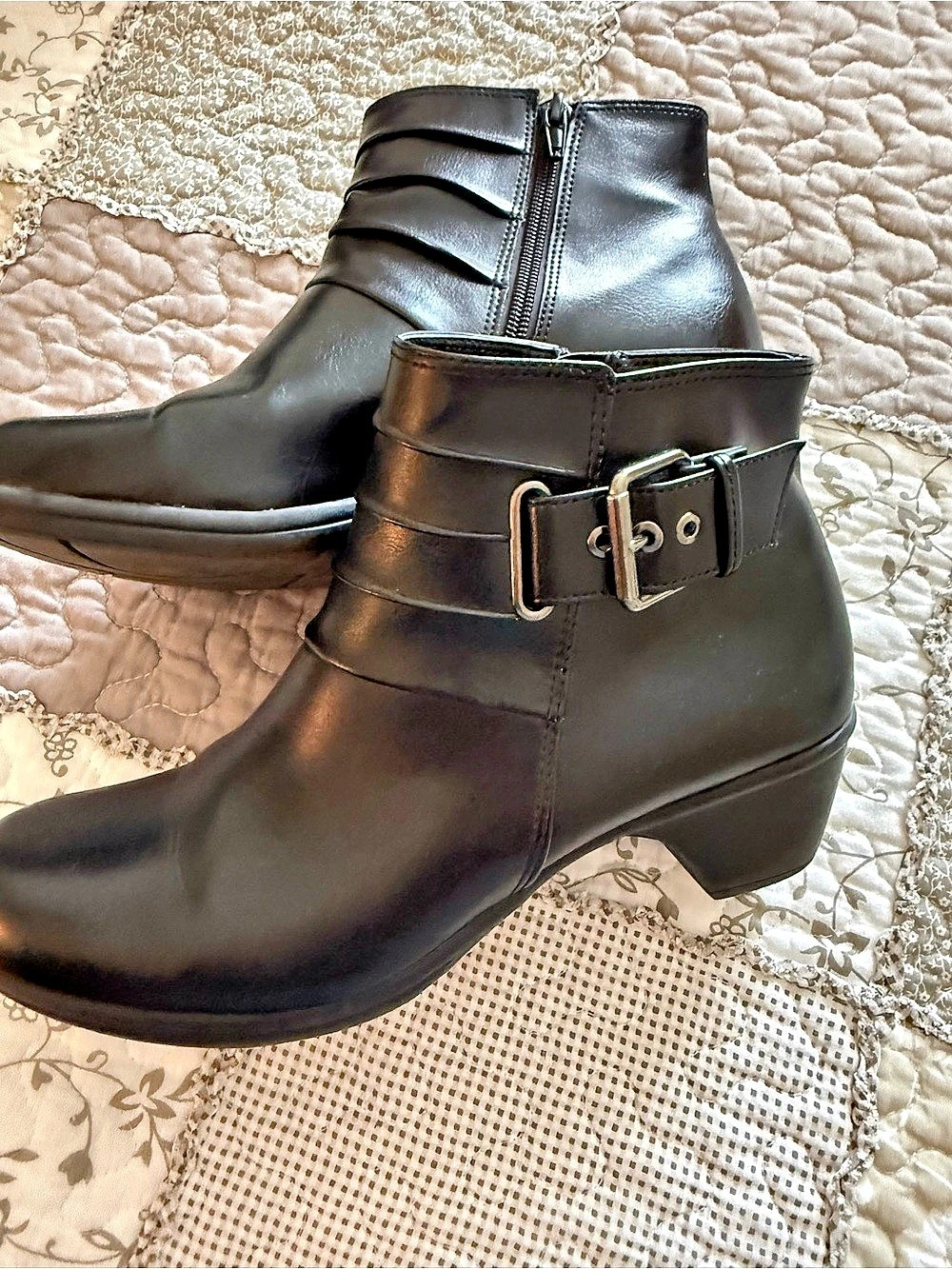 New Black Buckle Ankle Boots US 8.5